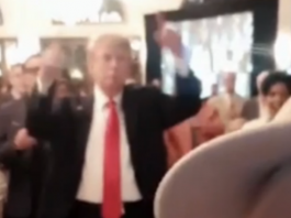 Trump clowning during National Anthem
